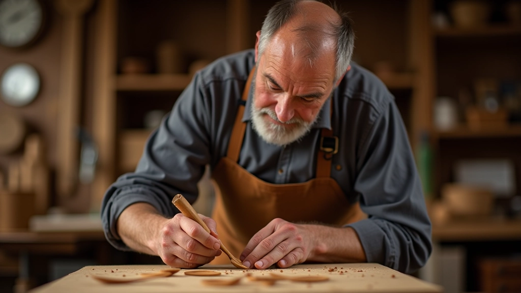 Woodcarver demonstrating gouge angle and technique while carving a relief pattern